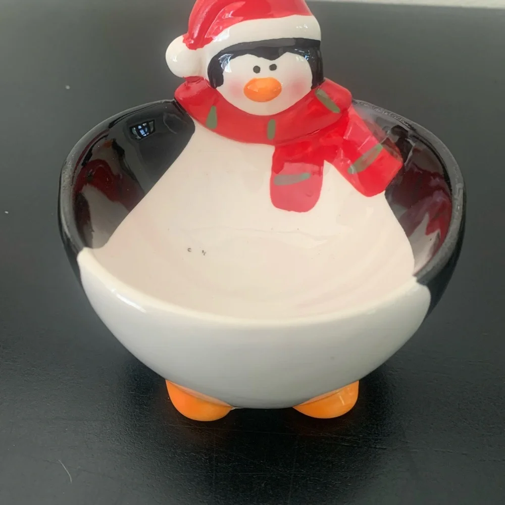Ceramic Christmas Collection 3 Small Bowl Set Santa Snowman Penguin KT Group